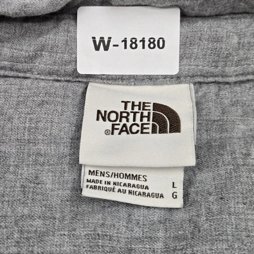 The North Face Men Jacket L Gray Quilted Overshirt Shacket Button Up Logo Collar
